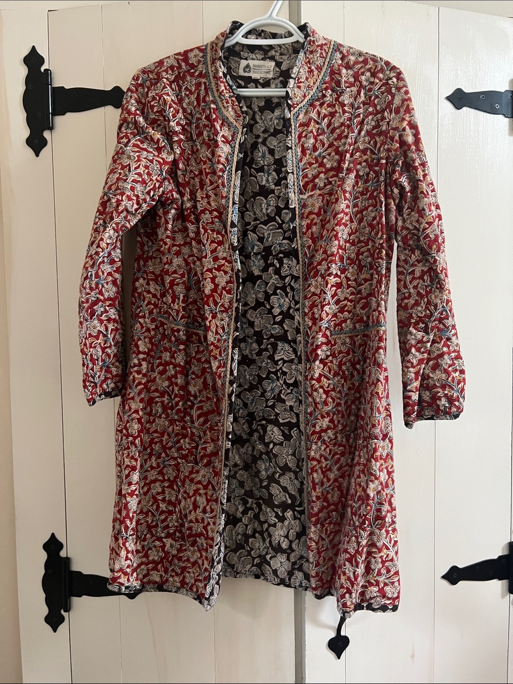 Quilted Floral Long Robe in Red by Unknown Brand